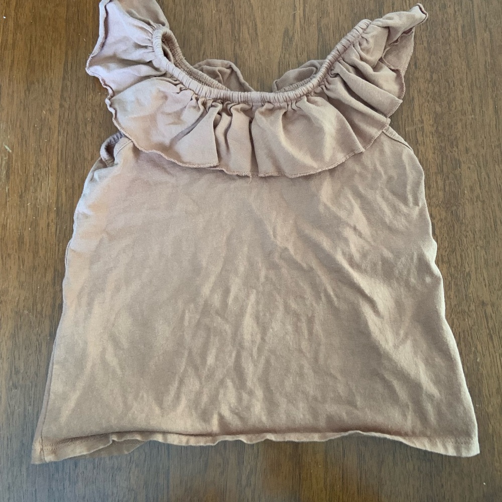 🍓3/$10 Zara Light Brown Ruffle Scoop Tank Top size 2-3T